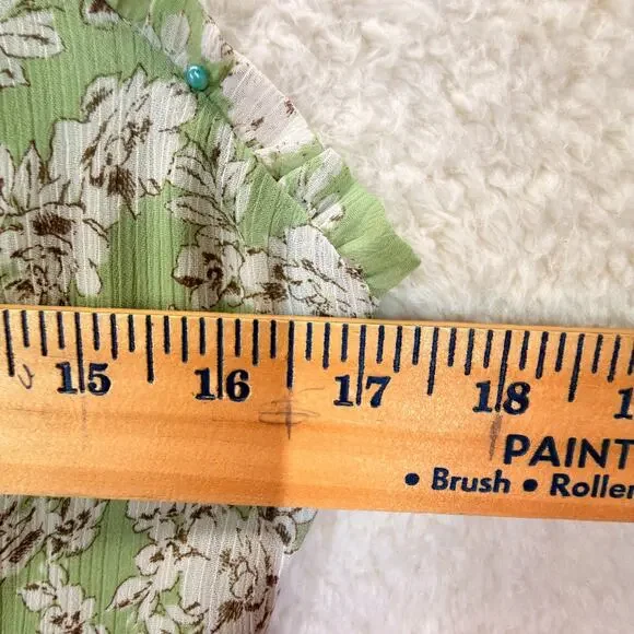 Lush Green Floral Mini Spaghetti Strap Sundress Lined Size L Casual Beach Summer - Picture 7 of 10